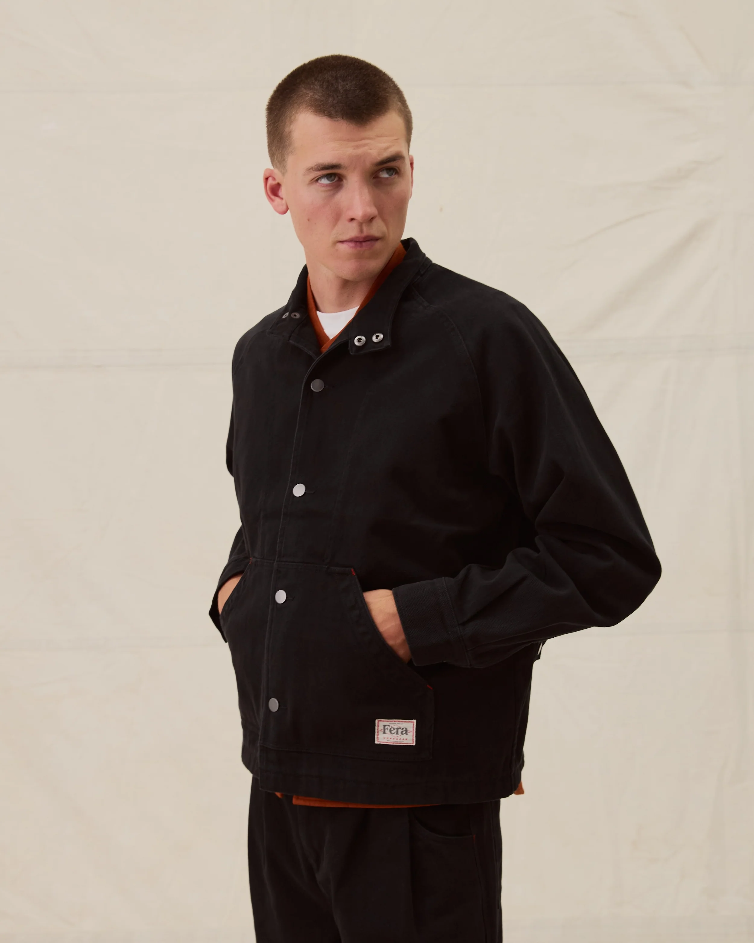 Low Collar Jacket - Black - Image 4