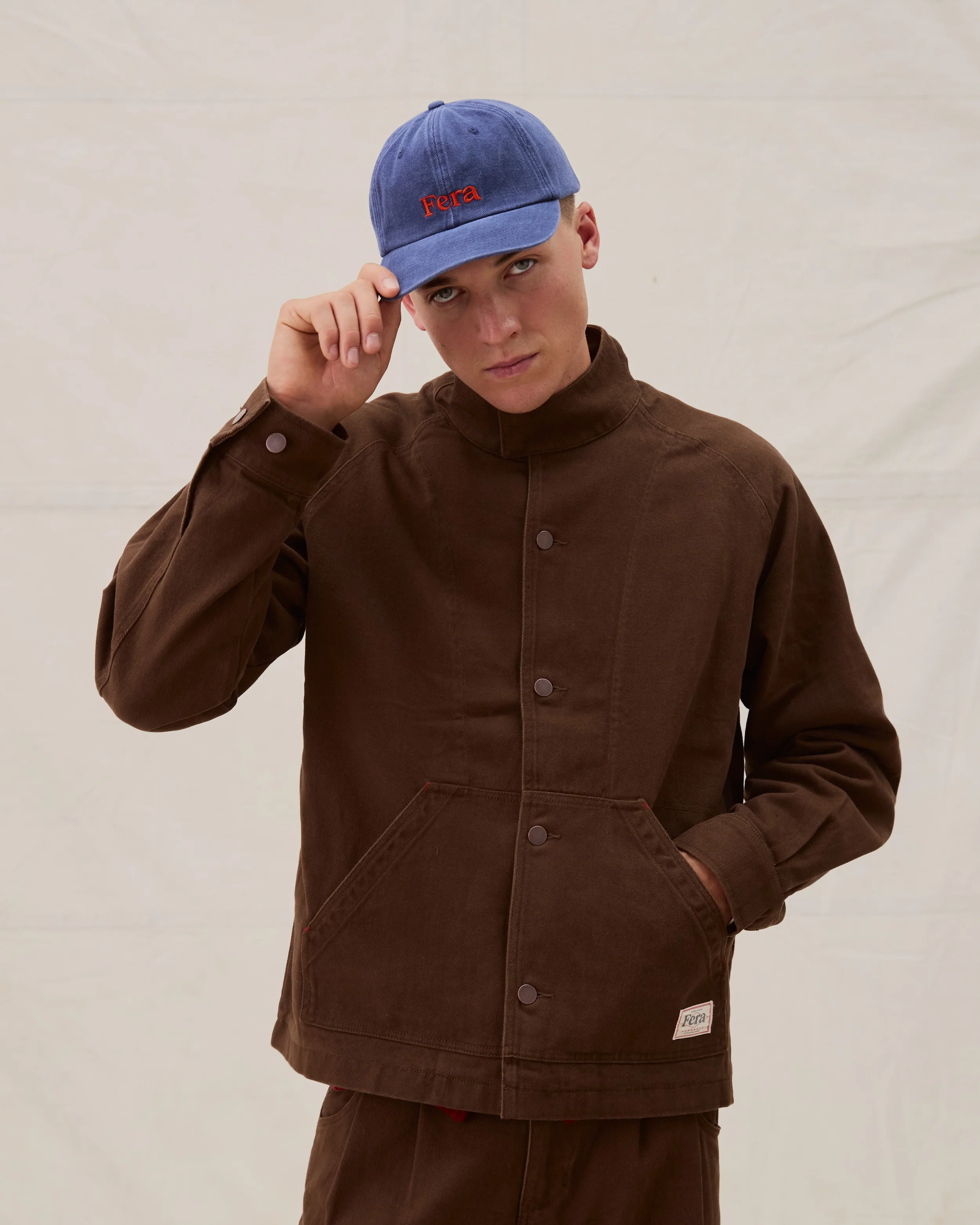 Low Collar Jacket - Brown - Image 4