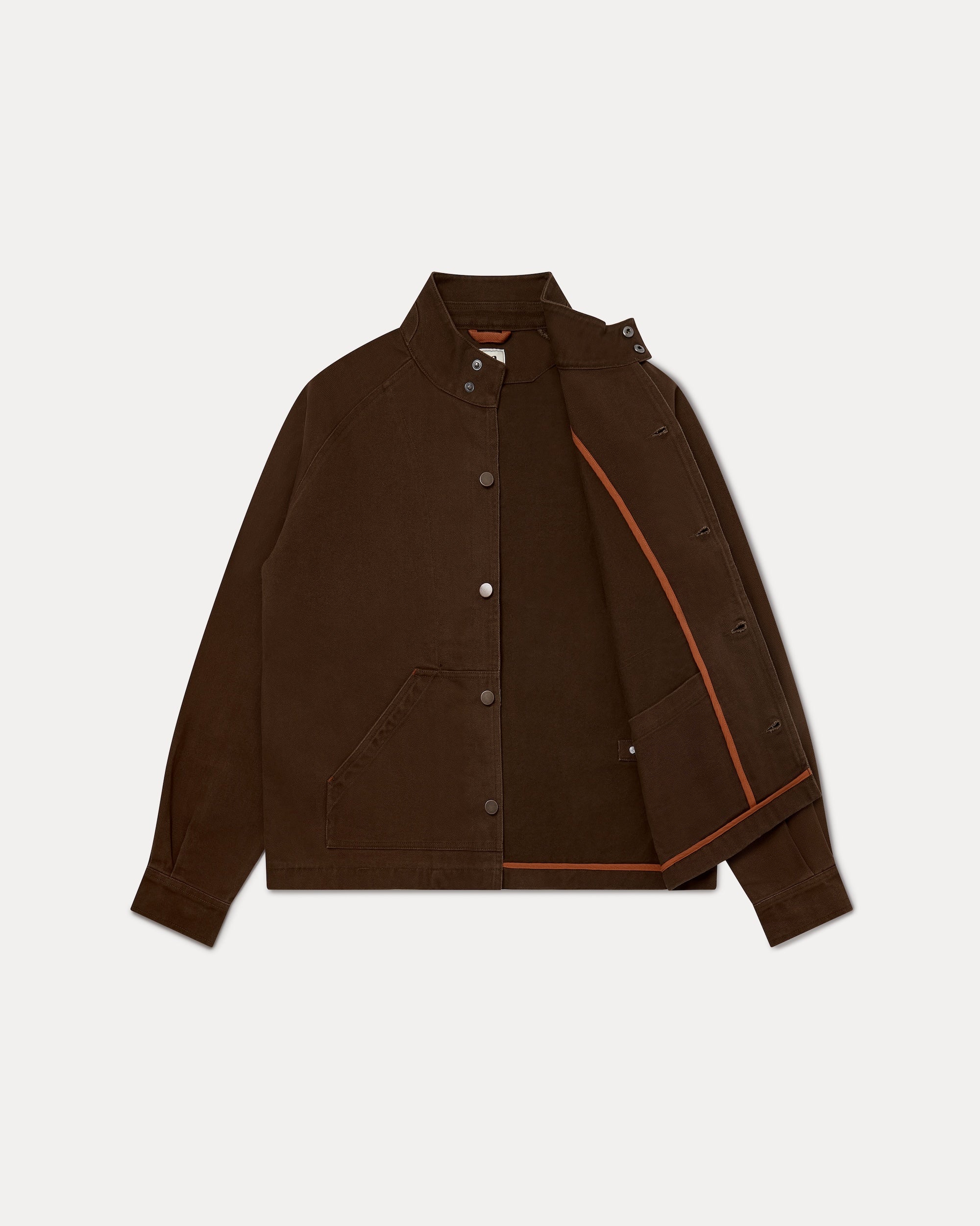 Low Collar Jacket - Brown - Image 6