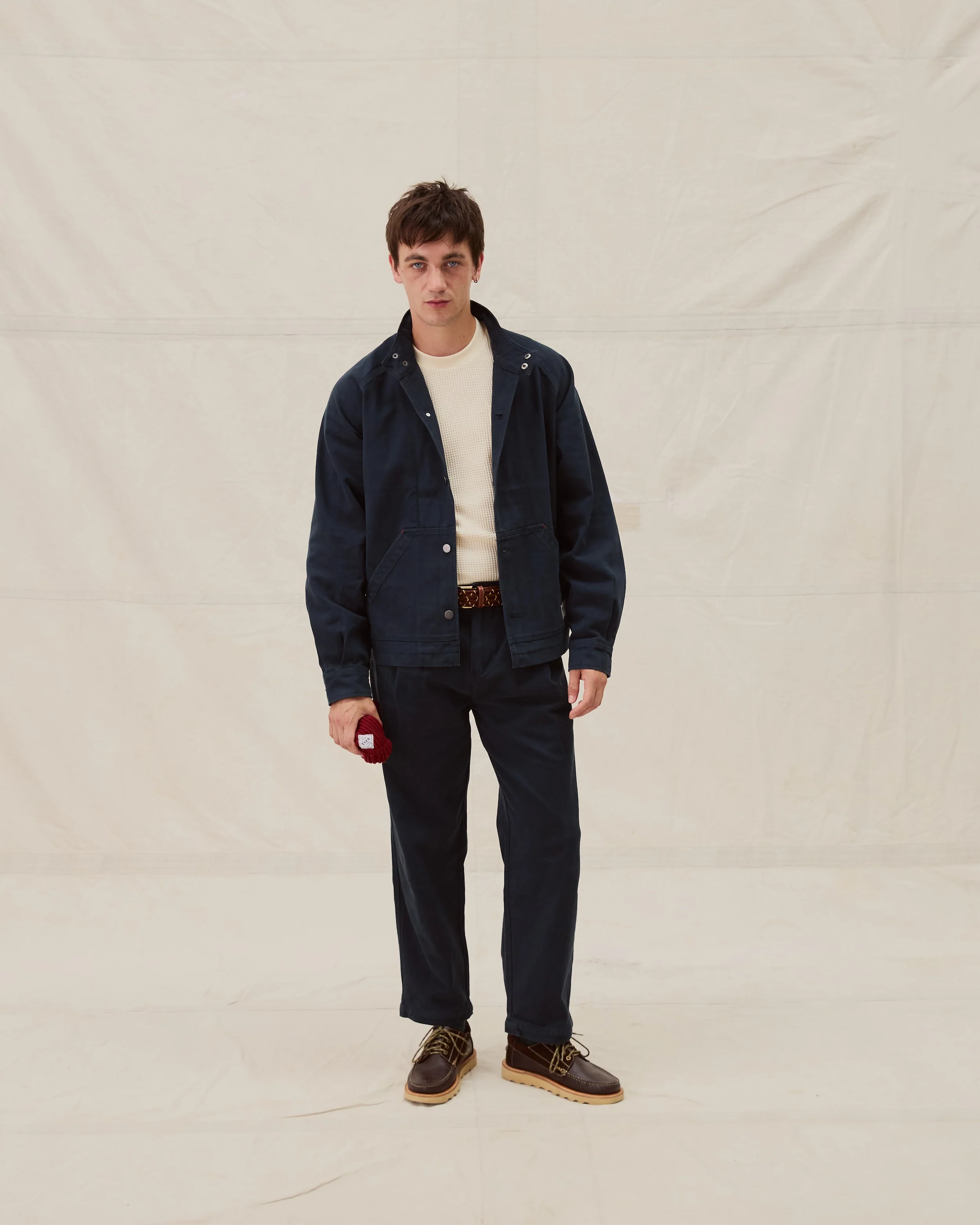 Low Collar Jacket - Navy - Image 4