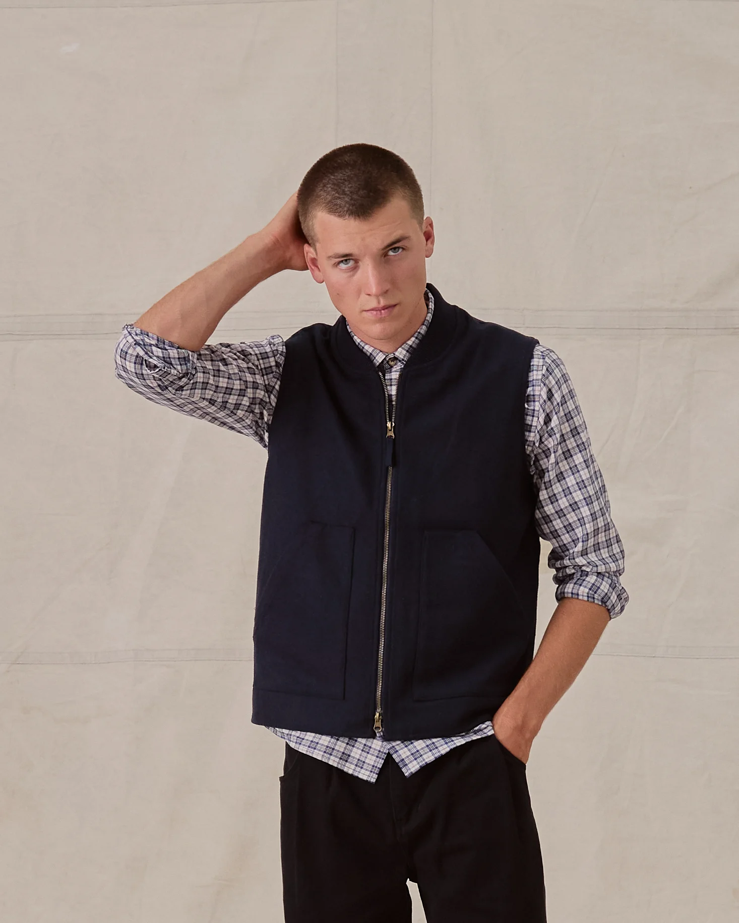 Poacher Gilet - Navy Wool - Image 3