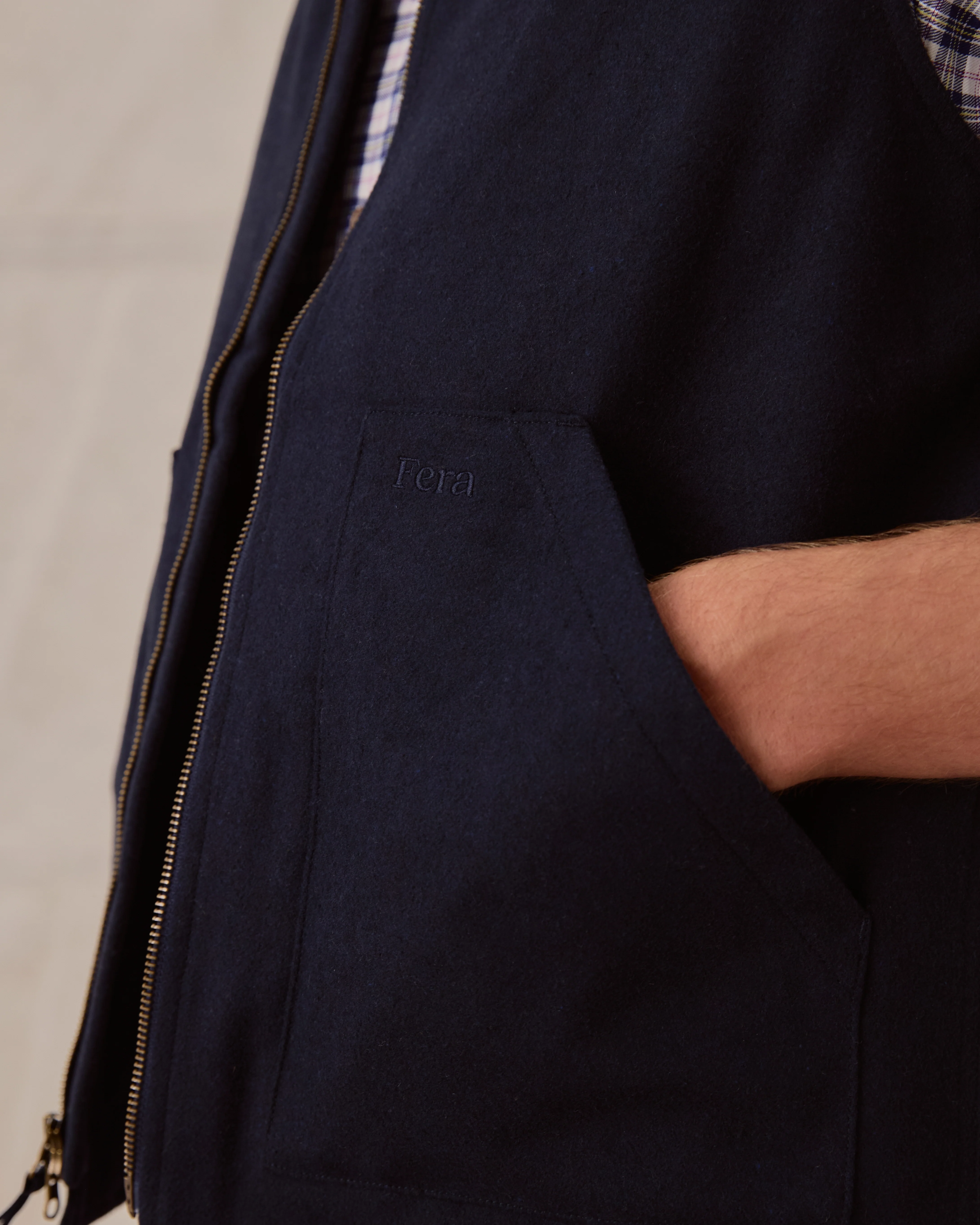 Poacher Gilet - Navy Wool - Image 5