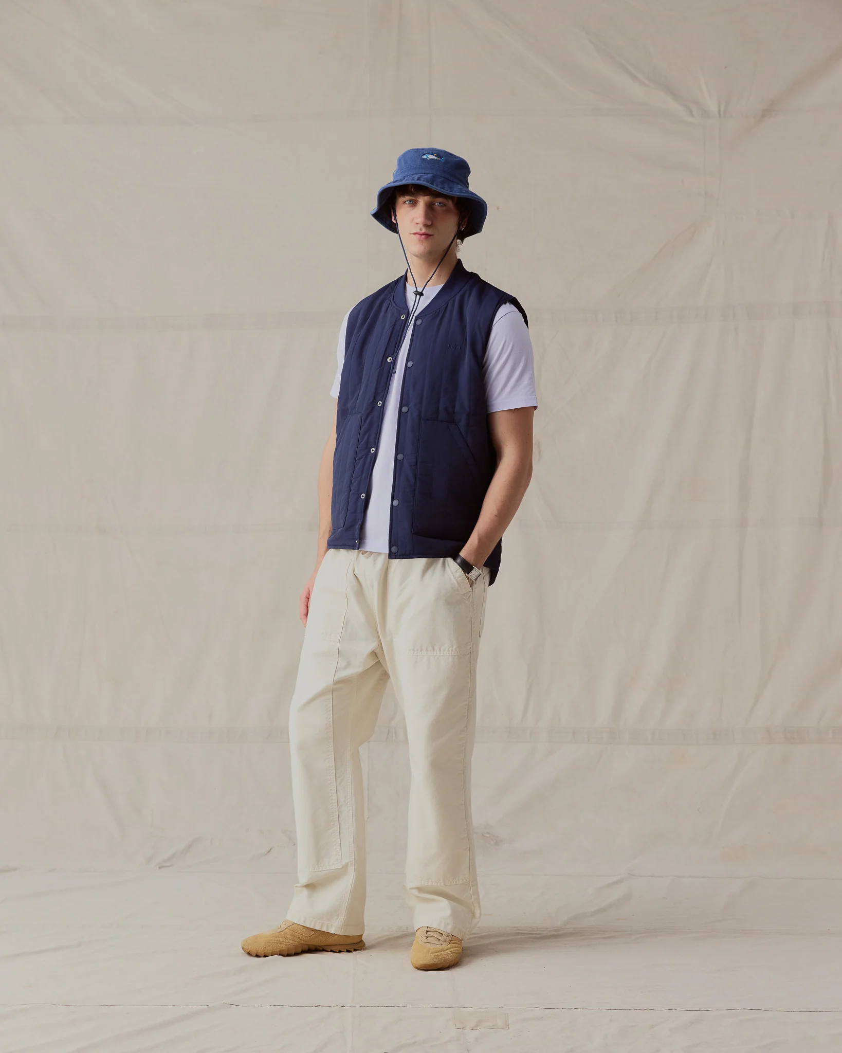 Quilted Gilet - Navy - Image 3